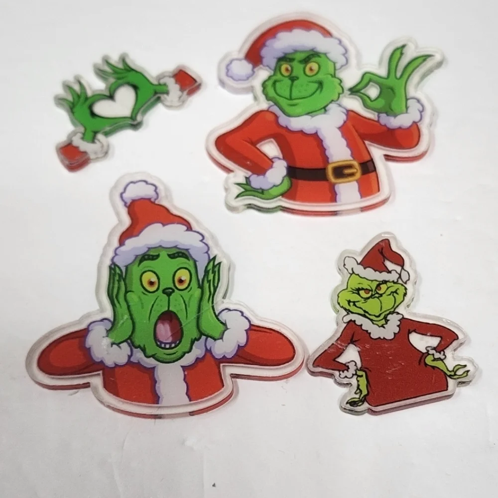 Green Monster Green Acrylic Flatback Christmas Badge Pen Keychain Xmas Crafts‎